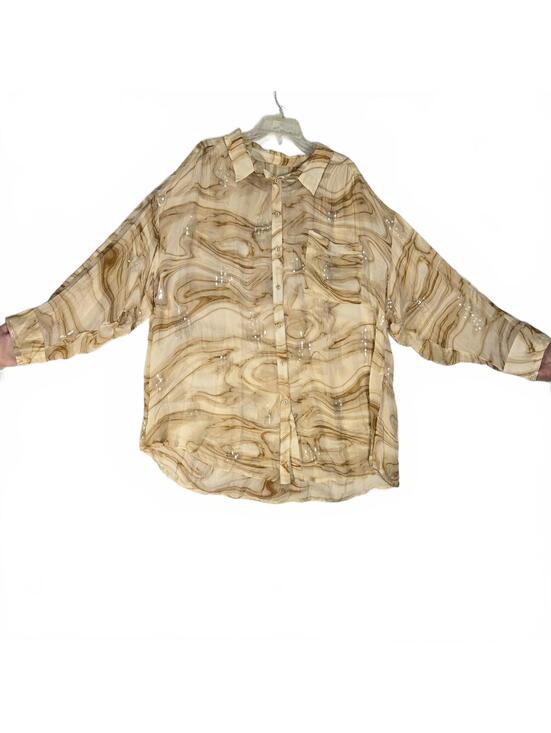 Pilcro Tops - Pilcro Anthropologie 3X Marble Shine Sequin Button Down Shirt Boho Sheer Rayon